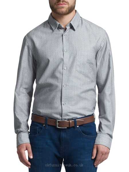 Mens Shirts BOSS Green C-Benedetto Cotton Shirt, Navy Pattern Casual 479101 100% cotton